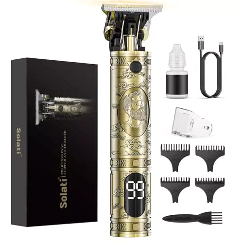 Tondeuse Professionnelle T Zéro Écart avec Écran LED pour Cheveux et Barbe