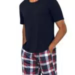 Uniexcosm Pyjama Homme Court en Coton avec Manches Courtes et Poches