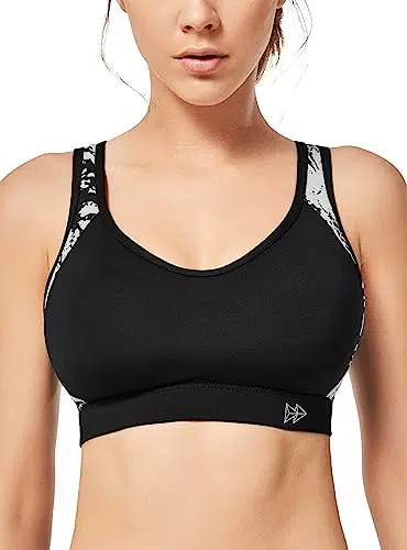 Yvette Soutien Gorge de Sport Femme Dos Croisé Maintien Élevé Grande Taille Brassière sans Armature avec Coussinets Course Tennis Fitness
