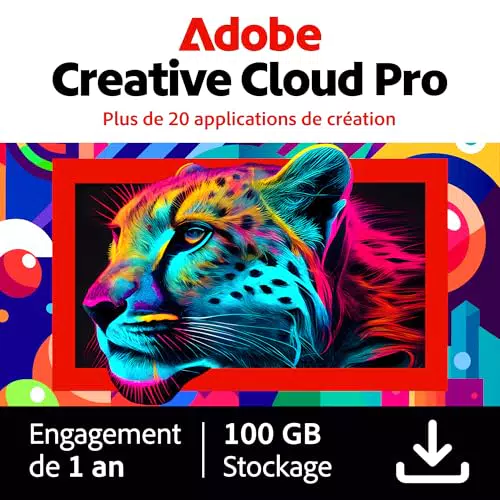 Adobe Creative Cloud Pro : Logiciel créatif IA pour PC et Mac, téléchargement annuel