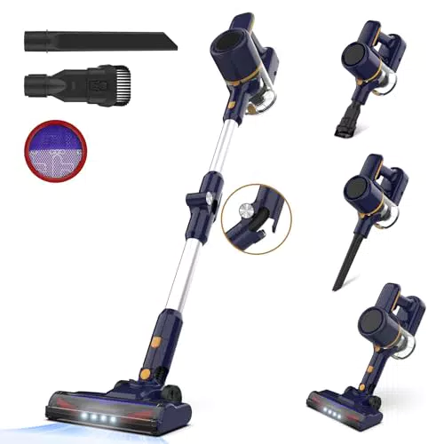 Aspirateur balai sans fil puissant, pliable, silencieux, 6 en 1 pour sols et tapis