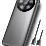 Batterie externe 10000mAh Power Bank USB C charge rapide avec câbles intégrés