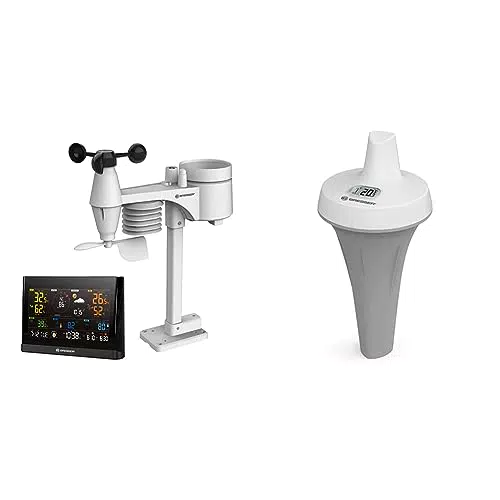 Bresser Station météo Wi-Fi Comfort avec capteur professionnel 7 en 1 et écran couleur & Thermomètre de piscine pour mesurer la température de l'eau