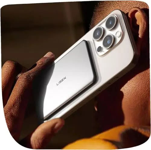 LISEN Batterie Externe MagSafe 15W Ultra Slim pour iPhone Power Bank Sans Fil