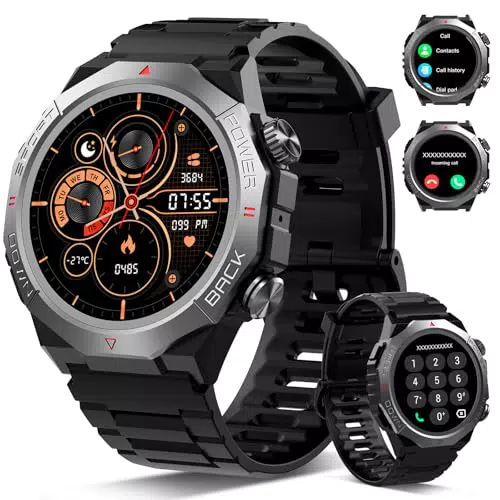 Militaire Montre Connectée Homme Femme avec Appel Bluetooth