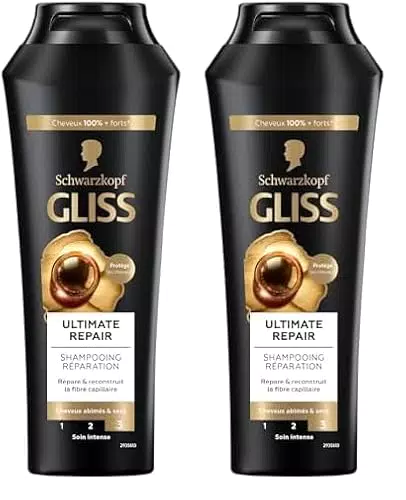 Schwarzkopf - Gliss - Shampoing Ultimate Repair - Cheveux secs/très abîmés - 89% d'ingrédients d'origine naturelle - Flacon de 250ml