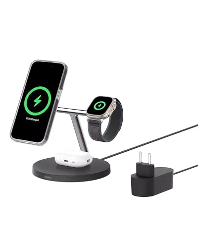 Belkin BoostCharge Station de recharge sans fil 3-en-1 Qi2 MagSafe pour iPhone et Apple Watch