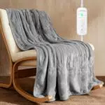Couverture chauffante flanelle, 9 niveaux de chaleur, minuterie, lavable, 150W