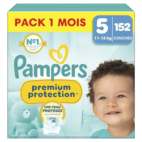 Pampers Couches Premium Protection Taille 5, 152 Couches Bébé