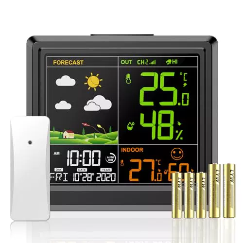 Station météo sans fil intérieur extérieur avec thermomètre hygromètre LCD