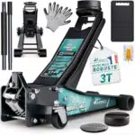 TRESKO Cric hydraulique voiture avec double piston et roulettes pivotantes