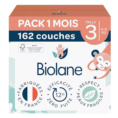 Biolane - Couches ultra-absorbantes pour peaux sensibles, confort et protection