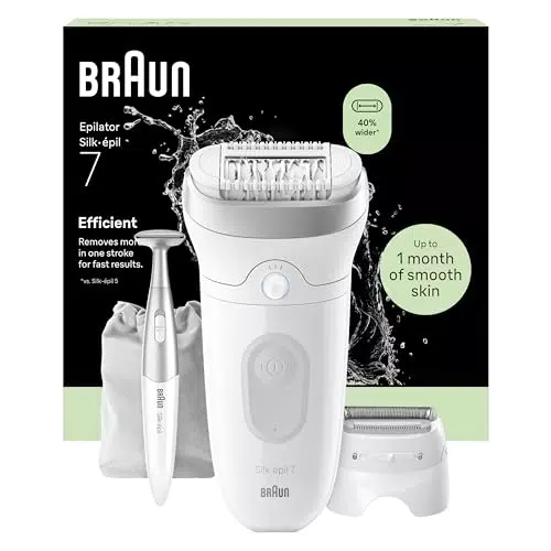 Braun Épilateur Électrique Femme Silk-épil 7 Tête Large Étanche Coffret Rasage Intime