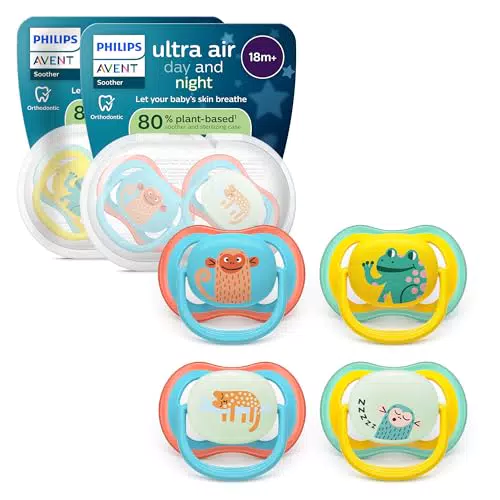Philips Avent Sucettes Ultra Air Day et Night Tétines Orthodontiques 18 Mois+ Sans BPA