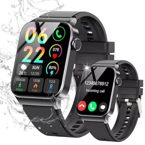 STECEi Montre connectée Bluetooth avec suivi sportif, santé et appels, compatible iOS/Android