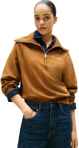 Tommy Hilfiger Sweat Zippé Femme Classic Script Fleece Demi Fermeture Éclair
