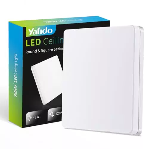 Yafido Plafonnier LED 48W Salle de Bain et Cuisine Éclairage de Plafond Puissant