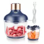 Bear Hachoir Électrique Multifonction Bol Verre 2 Vitesses 4 Lames Inox Viande Légumes