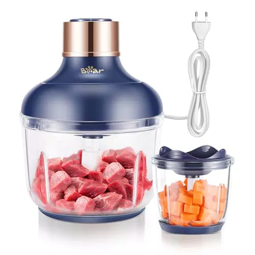 Bear Hachoir Électrique Multifonction Bol Verre 2 Vitesses 4 Lames Inox Viande Légumes