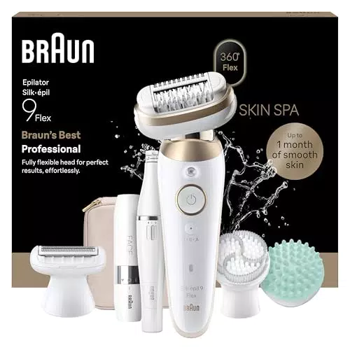 Braun Epilateur Electrique Femme Silk-épil 9 Flex SkinSpa Tête Flexible 360° Étanche