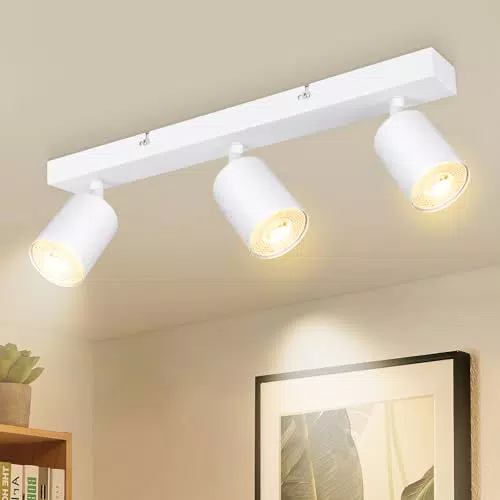 Dehobo Plafonnier Orientable 3 Spots avec Douille GU10 pour Cuisine Salon Chambre
