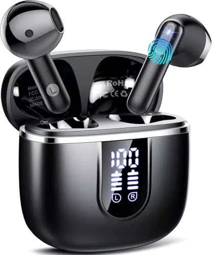 Ecouteurs Bluetooth 5.4 avec Réduction de Bruit, 40H Autonomie, IP7 Étanche