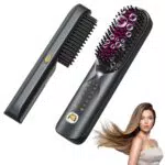 Bopcal Brosse Lissante Sans Fil 3 en 1 Cheveux Céramique Ionique Powerbank