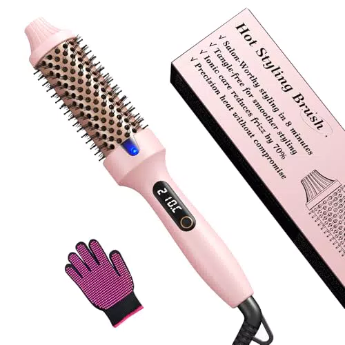 Haokoo Brosse Chauffante Ionique 38 mm Lissage Boucles Volume 6 Niveaux Température