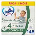 Lotus Baby Douceur Naturelle - Couches Taille 4 Pack 1 mois - 148 Unité
